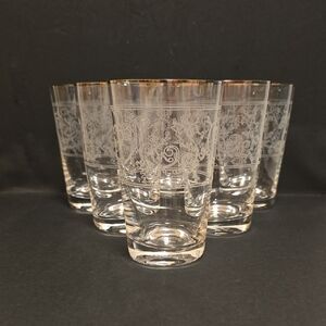Set of 6 Elegant Tyler Florence For Mikasa Gold Rimmed Glasses